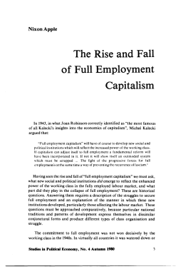 The Rise and Fall of Full Employment Capitalism
