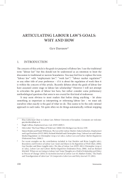 ARTICULATING LABOUR LAW`S GOALS: WHY AND HOW