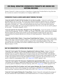 on iraq: senator voinovich forgets we know his voting record