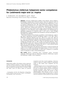 halepensis vector competence for Leishmania major and Le. tropica