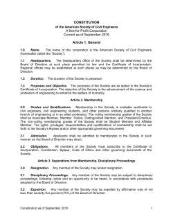 CONSTITUTION A Not-for-Profit Corporation Current as of