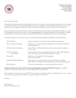 Student Accounts Office 240 Netzer Building