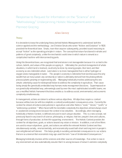 The Science and Methodolgy of Holistic Planned