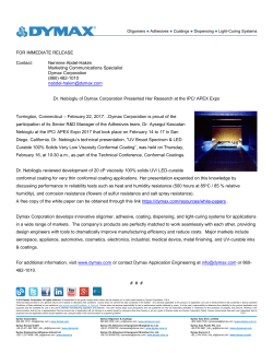 Dr. Nebioglu of Dymax Corporation to Present Her Research at the