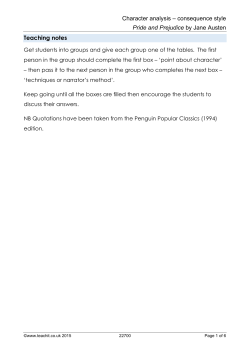 Character analysis – consequence style Pride and Prejudice by