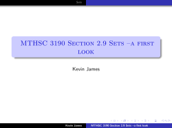MTHSC 3190 Section 2.9 Sets &ndash;a first look