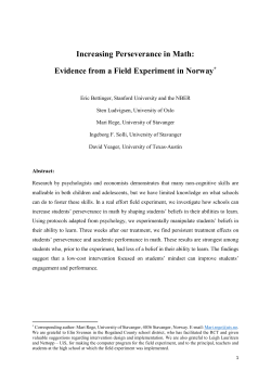 Increasing Perseverance in Math: Evidence from a Field Experiment
