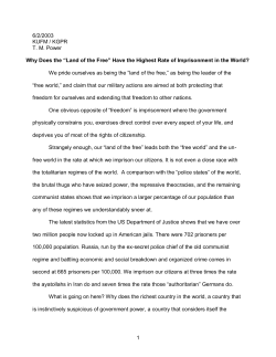 1 6/2/2003 KUFM / KGPR T. M. Power Why Does the &ldquo;Land of the