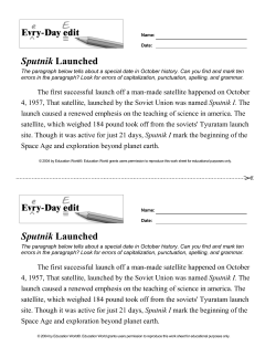 Sputnik Launched Sputnik Launched