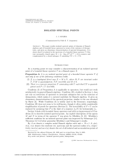 ISOLATED SPECTRAL POINTS Introduction As a starting point we