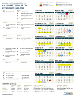 CALENDARIO ESCOLAR DEL ESTUDIANTE 2016-2017