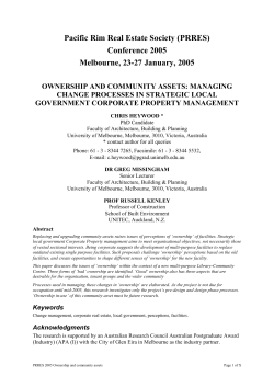 Ownership And Community Assets - Pacific Rim Real Estate Society