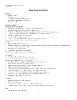 Final Exam Study Guide
