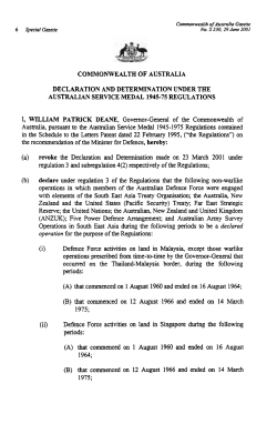 commonwealth of australia declaration and determination lnder the
