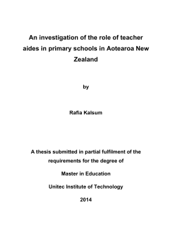 An investigation of the role of teacher aides in primary schools in