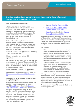 Criminal applications from the District Court to the Court of Appeal