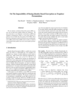 On The Impossibility of Basing Identity Based Encryption on