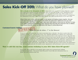 Sales Kick-Off 2011: What do you have planned?