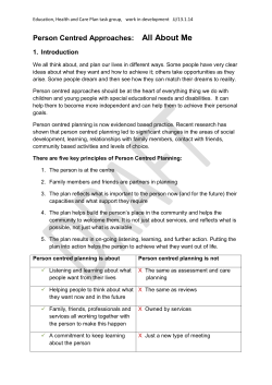 Person Centred Approaches: All About Me