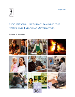 OCCUPATIONAL LICENSING: RANKING THE STATES AND