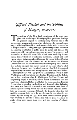 Qifford ^Pinchot and the Politics of Hunger, 1932-1933