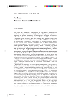 New Issues Patricians, Patriots and Practitioners