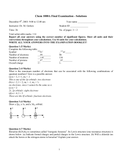Chem 1000A Final Examination - Solutions