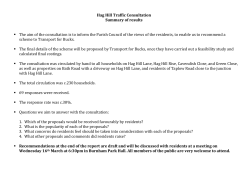 Hag Hill Traffic Consultation Summary of results The aim of the