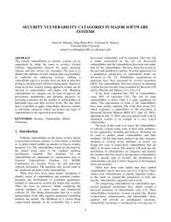 Security Vulnerability Categories in Major Software Systems