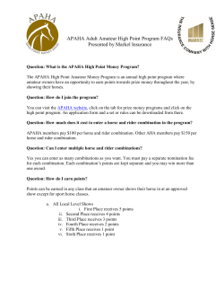 APAHA Adult Amateur High Point Program FAQs Presented by