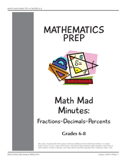MATHEMATICS PREP Math Mad Minutes: