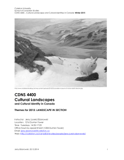 CDNS 4400 Cultural Landscapes