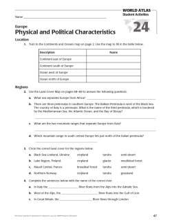 Europe Worksheets