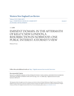 EMINENT DOMAIN: IN THE AFTERMATH OF KELO V. NEW