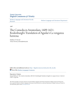 Rodenburgh`s Translation of Aguilar`s La venganza honrosa