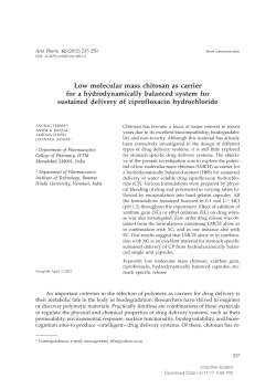 Low molecular mass chitosan as carrier for a hydrodynamically