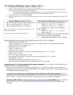 UW Oshkosh Radiologic Science Major, Plan A