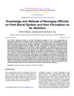 Knowledge and Attitude of Barangay Officials on Pork Barrel System