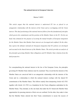 The national interest in European Union law Marton VARJU This