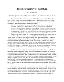 The Insufficiency of Scripture