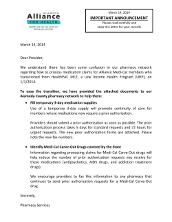 important announcement - Alameda Alliance for Health