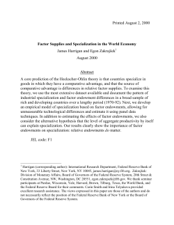 Factor Supplies and Specialization the World Economy