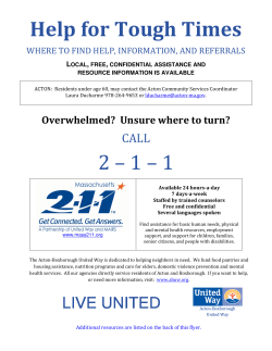 Help for Tough Times 2 &ndash; 1 &ndash; 1 - Acton