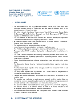 i. highlights ii. overview of the situation