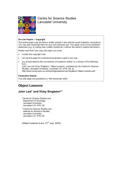Object Lessons - Lancaster University