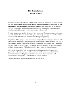 2011 Earth Science Lab and projects