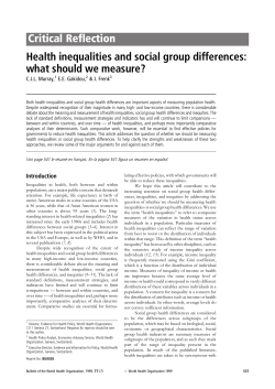 Critical Reflection Health inequalities and social group differences