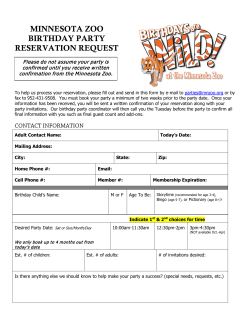 MINNESOTA ZOO BIRTHDAY PARTY RESERVATION REQUEST