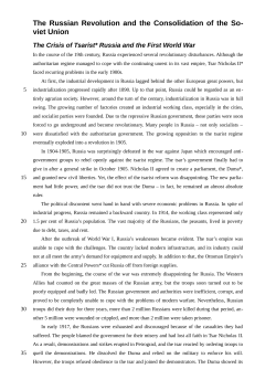 The Russian Revolution and the Consolidation of the So viet Union