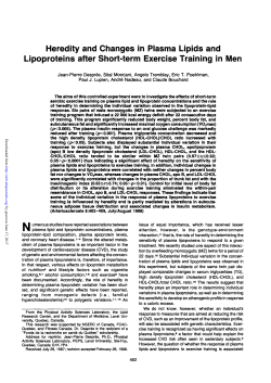 Heredity and Changes in Plasma Lipids and Lipoproteins after Short